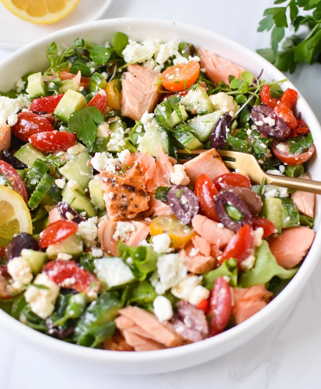 Mediterranean Salmon Bowl (Healthy Savory Lunch)